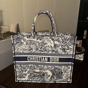 Christian Dior Blue Toile de Jouy Book Tote